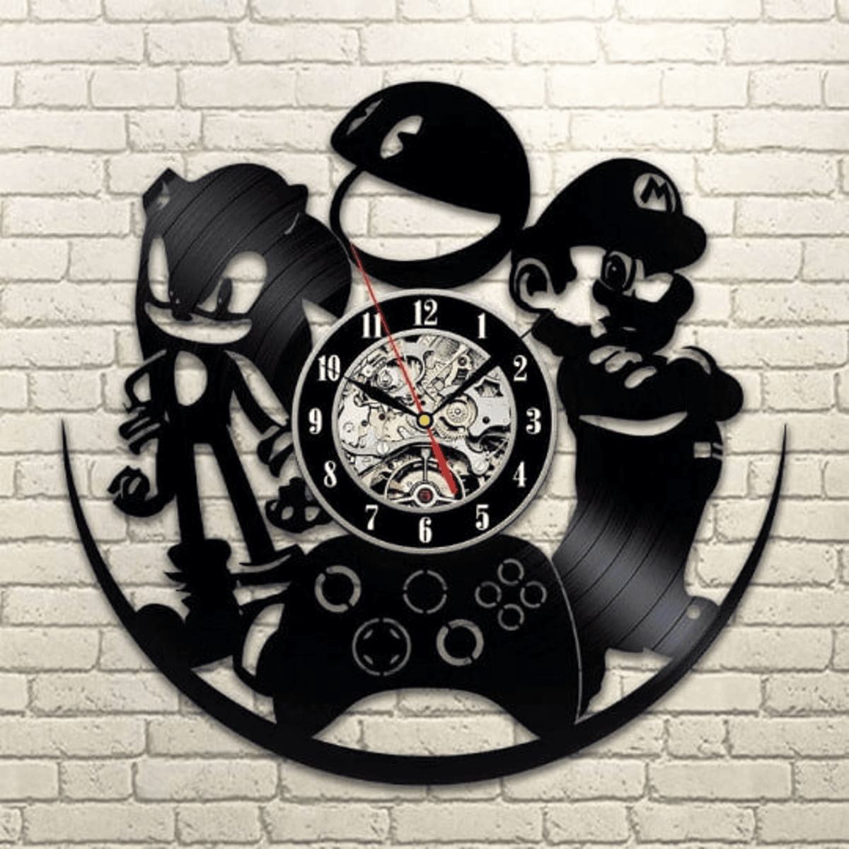 Video Games Vinyl Record Analog Clock, Game Room Wall Hanging Art, Boy Bedroom Wall Decor, Unique New Year Gift for Brother