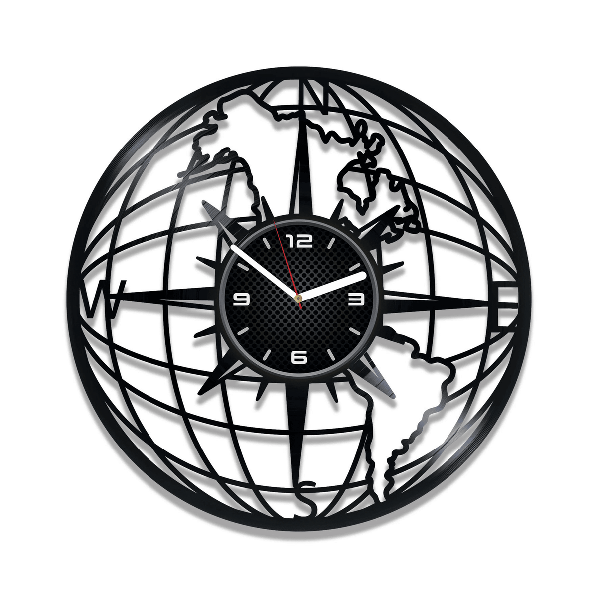 Compass Vinyl Record Round Clock Modern Art For Office Compass Wall Decor Travel Artwork Wedding Gift For Couple Travel Lover Gift