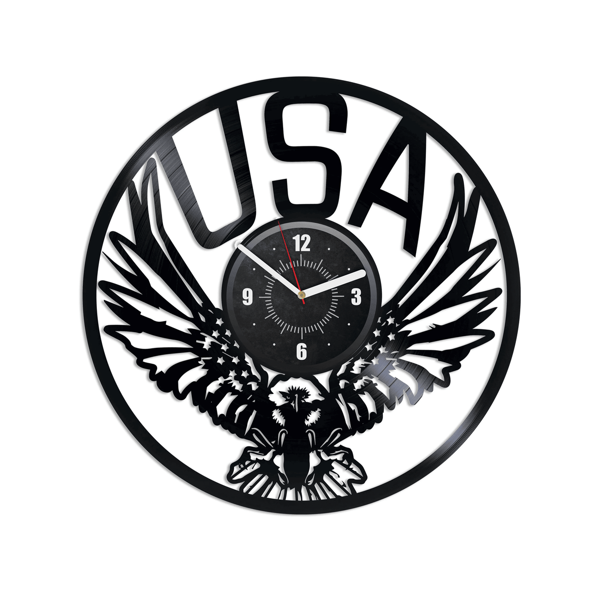 Eagle Vinyl Record Black Wall Clock Patriotic Wall Art American Decor House Decor For Living Room Retirement Gifts For Men