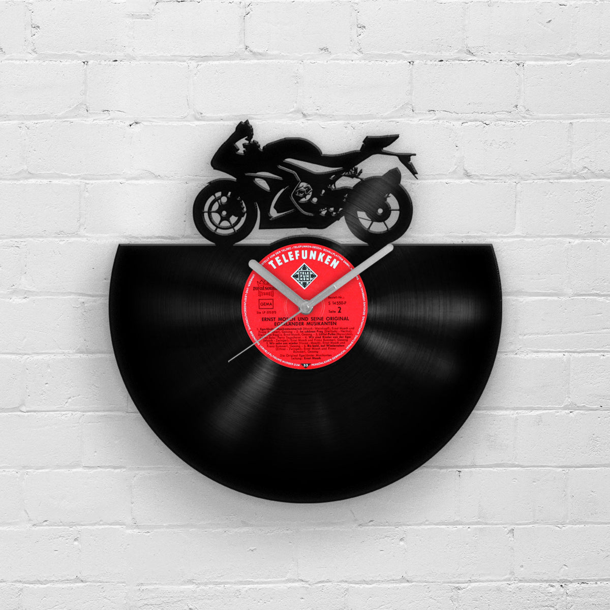 Gift for Dad, Father's Day Gifts, Racing Motorbike, Retro Clock, Old Motorcycle, Vinyl Clocks, Man Cave Art, Decor for Men, Garage Wall Sign