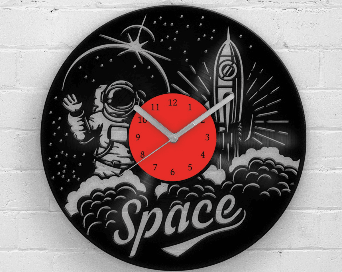 Space Themed Gifts - Vinyl Clock, Space Gifts, Astronomy Gifts, Wall Hanging for Boy, Kids Room Wall Art, House Warming Gifts, Wall Decor