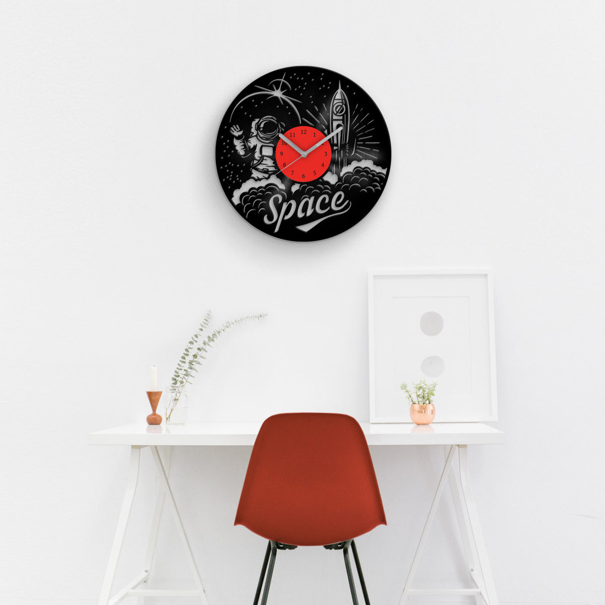 Space Themed Gifts - Vinyl Clock, Space Gifts, Astronomy Gifts, Wall Hanging for Boy, Kids Room Wall Art, House Warming Gifts, Wall Decor