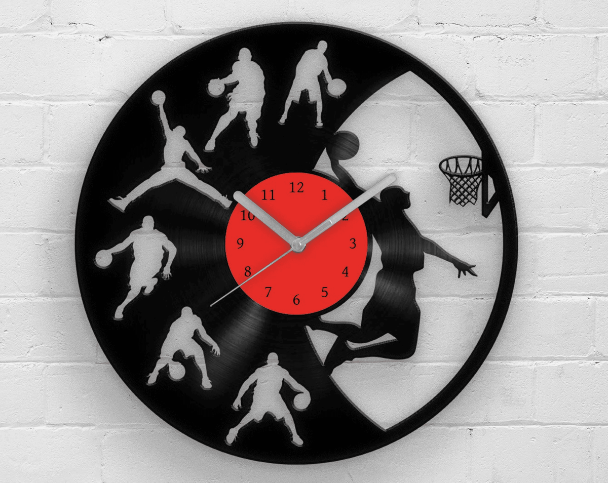 Basketball Fan Gifts, Vinyl Clock, Wall Art for Men, Man Cave Gifts, Kids Room Art, Wall Hanging Sports, Best Gift for Him, Garage Sign