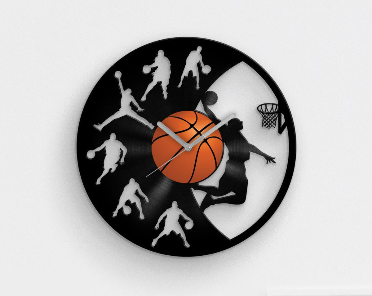 Basketball Fan Gifts, Vinyl Clock, Wall Art for Men, Man Cave Gifts, Kids Room Art, Wall Hanging Sports, Best Gift for Him, Garage Sign