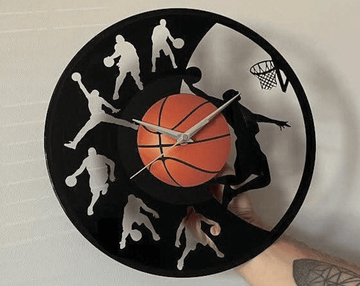 Basketball Fan Gifts, Vinyl Clock, Wall Art for Men, Man Cave Gifts, Kids Room Art, Wall Hanging Sports, Best Gift for Him, Garage Sign
