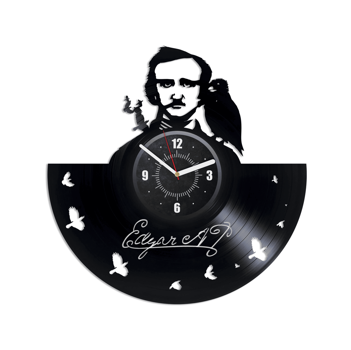 Edgar Allan Poe Vinyl Record Black Wall Clock Poetry Wall Art Unusual Decor For Living Room Bookworm Art Wedding Gift For Teacher