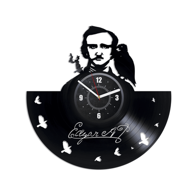 Edgar Allan Poe Vinyl Record Black Wall Clock Poetry Wall Art Unusual Decor For Living Room Bookworm Art Wedding Gift For Teacher