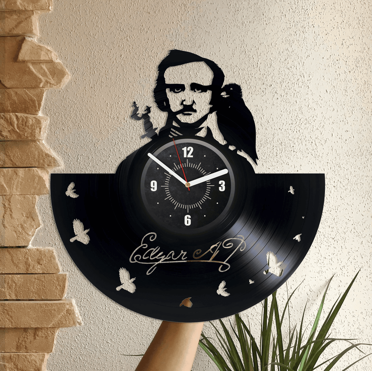 Edgar Allan Poe Vinyl Record Black Wall Clock Poetry Wall Art Unusual Decor For Living Room Bookworm Art Wedding Gift For Teacher