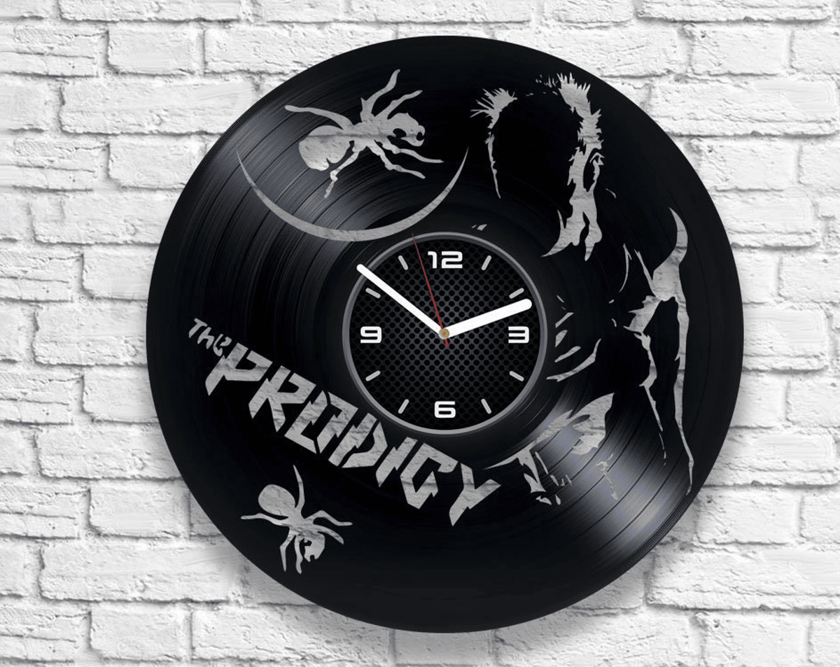 The Prodigy Vinyl Record Wall Clock, Dance Music, Wedding Gift For Couple, Contemporary Decor For Living Room, Firestarter, Breathe, Omen