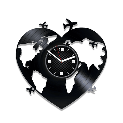 Love Traveling Large Vinyl Record Clock Contemporary Bedroom D���������cor Handmade Wall Hanging Art Wedding Gift for Newlywed