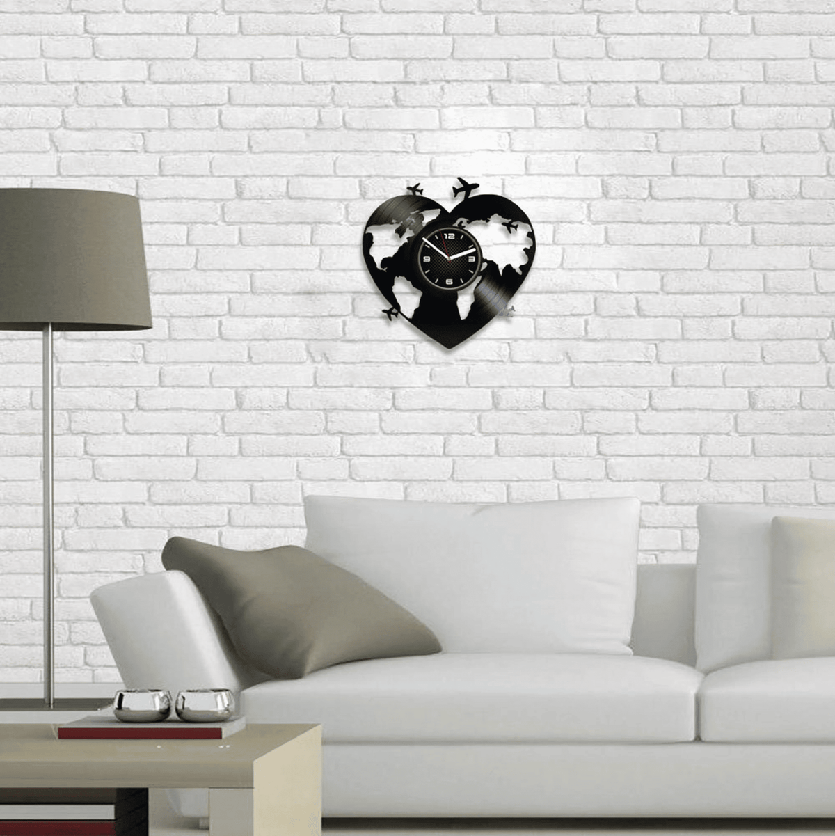 Love Traveling Large Vinyl Record Clock Contemporary Bedroom D���������cor Handmade Wall Hanging Art Wedding Gift for Newlywed