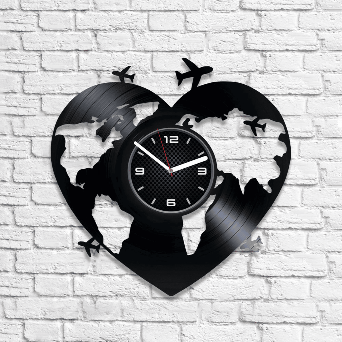 Love Traveling Large Vinyl Record Clock Contemporary Bedroom D���������cor Handmade Wall Hanging Art Wedding Gift for Newlywed