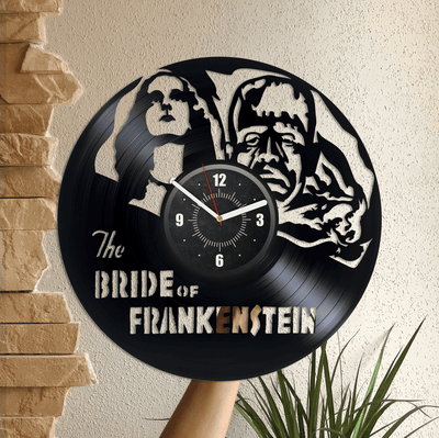 The Bride Of Frankenstein Vinyl Record Clock Retro Movie Decor Unique Wall Art For House Frankenstein Decor New Home Gift For Couple