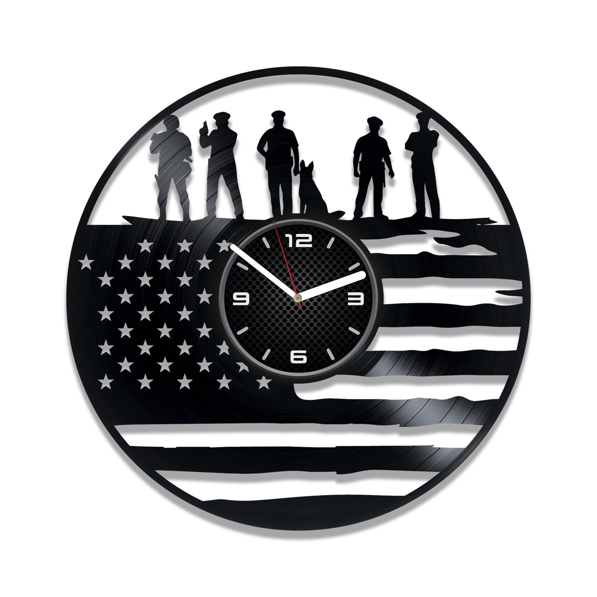 Police Vinyl Record Unique Clock Wall Decor For Office Original Art Police Officer Retirement Gift For Coworker