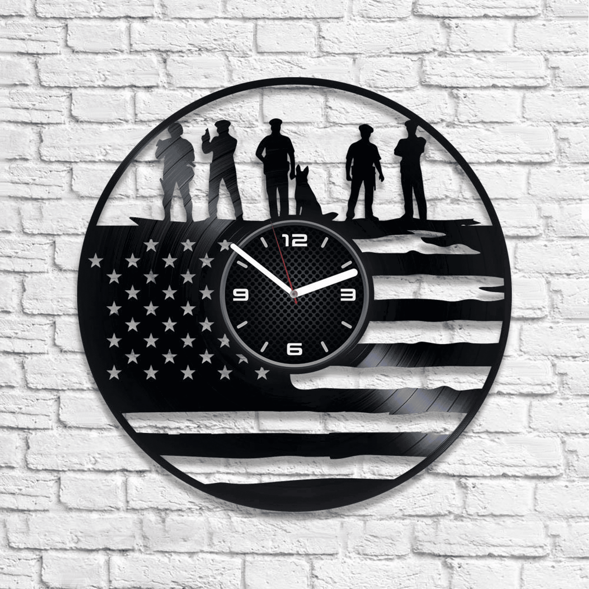 Police Vinyl Record Unique Clock Wall Decor For Office Original Art Police Officer Retirement Gift For Coworker