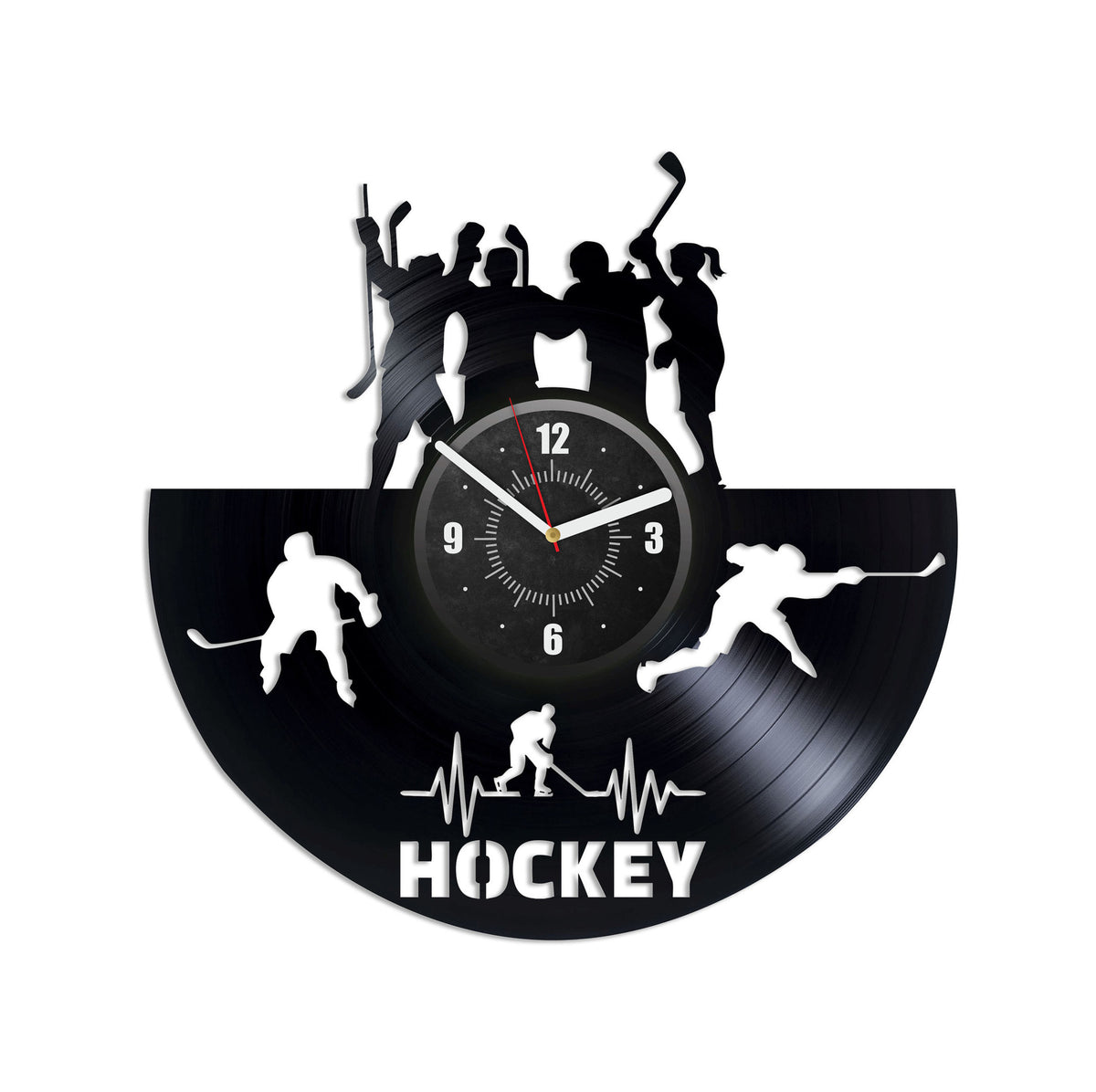 Hockey Team Vinyl Record Handmade Wall Clock Wall Art For Sports Fan Teenager Room Decor Hockey Team Gifts Winter Holiday Gift