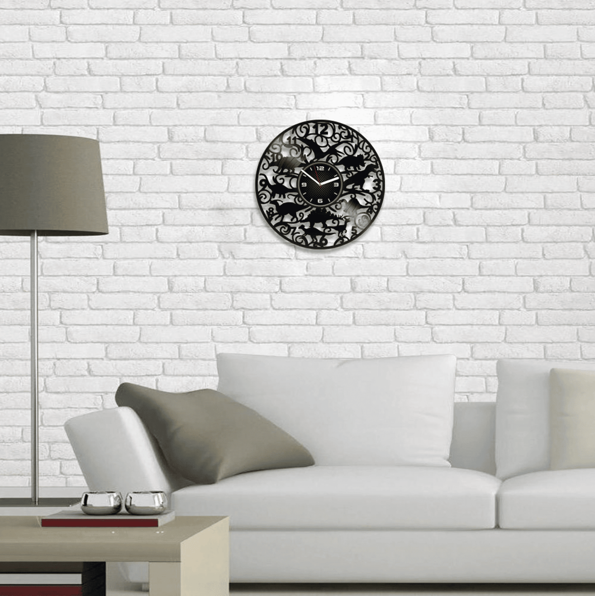 Cute Dinos Vinyl Record Round Clock Dinosaurs Art Dinosaur Decor For Boys Room Funny Animal Wall Art Xmas Gift For Kids
