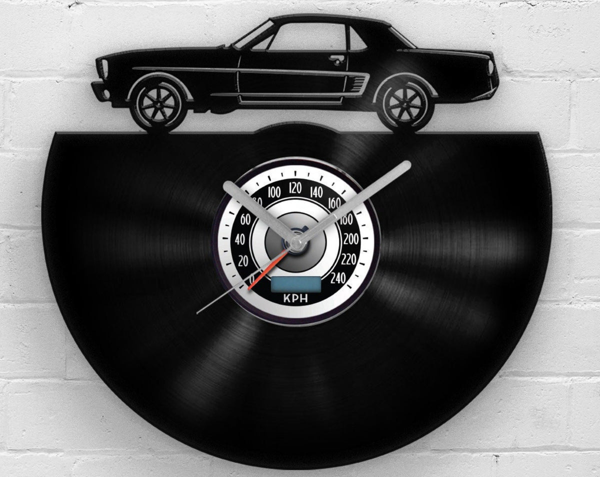Best Gifts for Dad, Gift for Father, Father's Day Present, Mustang Decor, Retro Wall Decor, Vinyl Clock, Old Car Art, Classic Cars, Racing