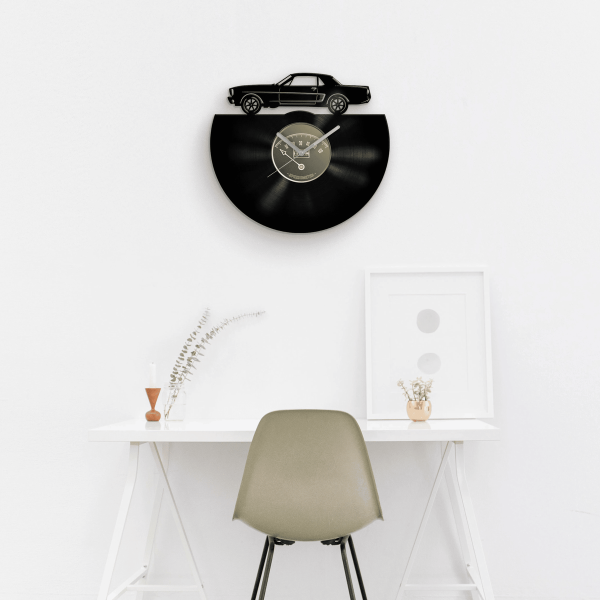Best Gifts for Dad, Gift for Father, Father's Day Present, Mustang Decor, Retro Wall Decor, Vinyl Clock, Old Car Art, Classic Cars, Racing