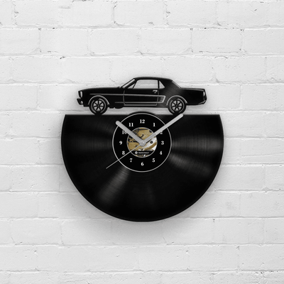 Best Gifts for Dad, Gift for Father, Father's Day Present, Mustang Decor, Retro Wall Decor, Vinyl Clock, Old Car Art, Classic Cars, Racing