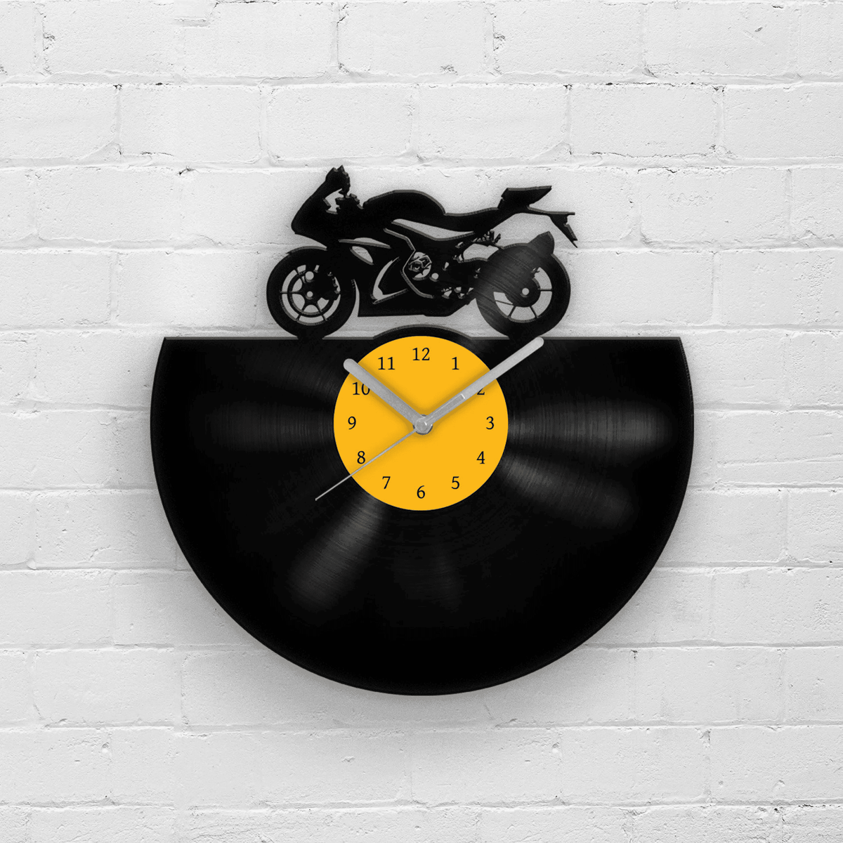 Gift for Dad, Father's Day Gifts, Racing Motorbike, Retro Clock, Old Motorcycle, Vinyl Clocks, Man Cave Art, Decor for Men, Garage Wall Sign