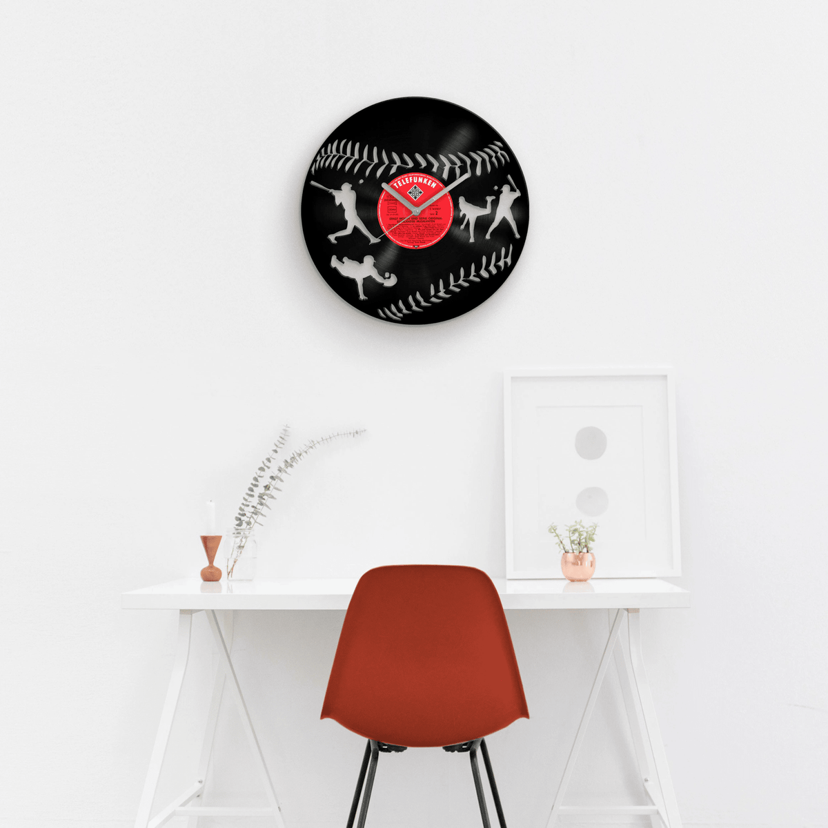 Baseball Fan Gift, Vinyl Clock, Best Gifts for Him, Present for Son, Man Cave Artwork, Wall Decor for Men, Game Day, Garage Decoration