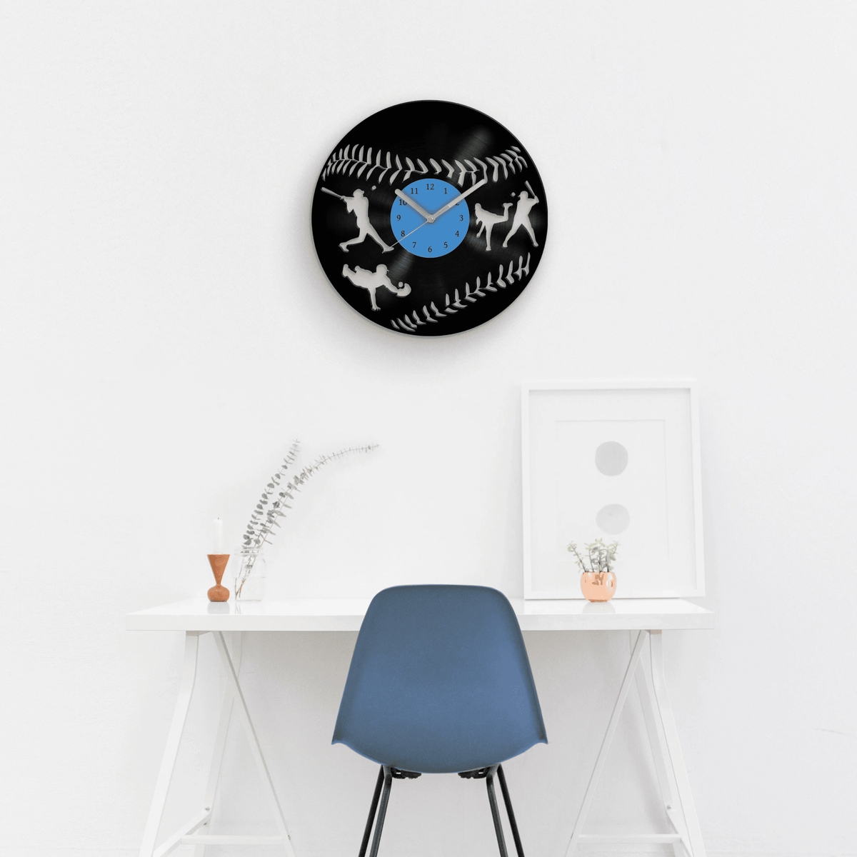 Baseball Fan Gift, Vinyl Clock, Best Gifts for Him, Present for Son, Man Cave Artwork, Wall Decor for Men, Game Day, Garage Decoration