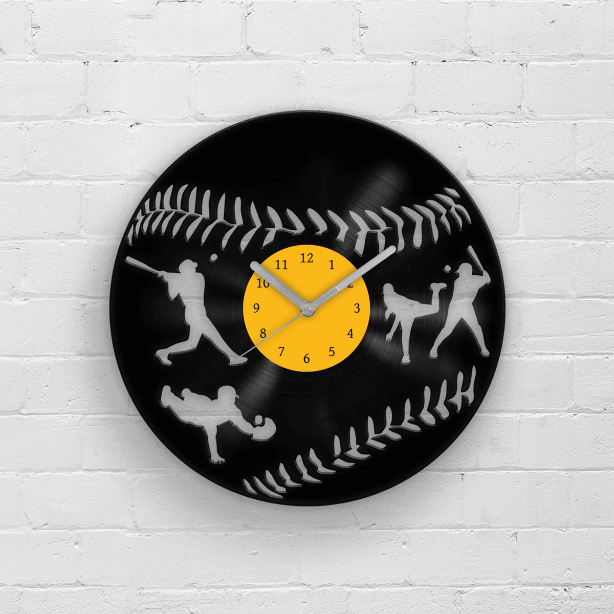 Baseball Fan Gift, Vinyl Clock, Best Gifts for Him, Present for Son, Man Cave Artwork, Wall Decor for Men, Game Day, Garage Decoration