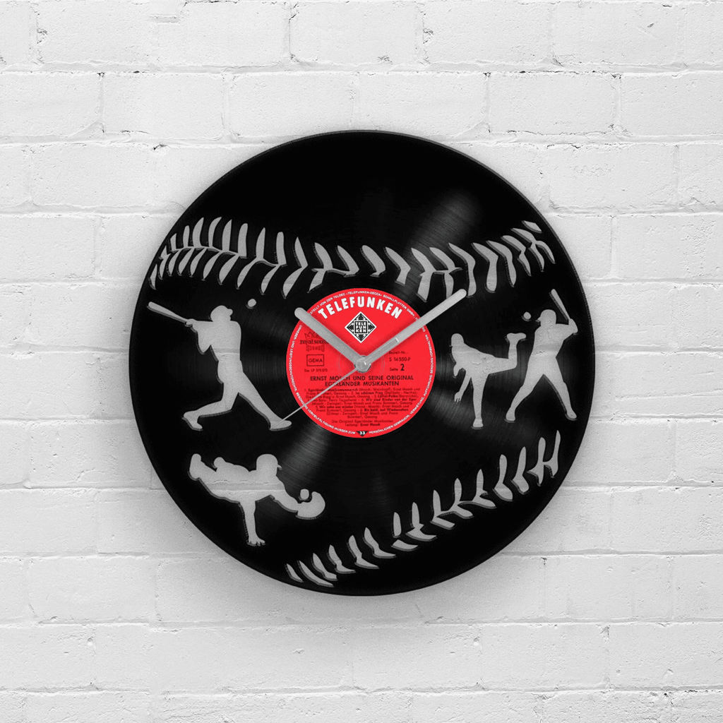 Baseball Fan Gift, Vinyl Clock, Best Gifts for Him, Present for Son, Man Cave Artwork, Wall Decor for Men, Game Day, Garage Decoration