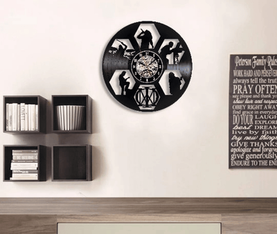 Metal Band Vinyl Record Black Clock, Rock Wall Art, Decor For Man Room, Music Band, Anniversary Gift For Him