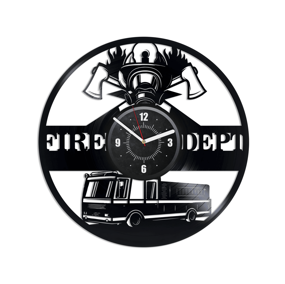 Fire Department Vinyl Record Round Wall Clock Fire Station Original Wall Decor For Office Gift For Coworker Housewarming Gift Ideas