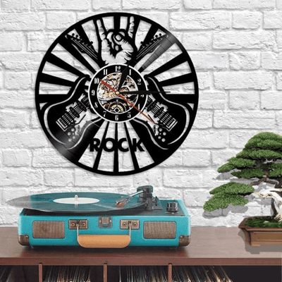 ROCK Vinyl Record Music Wall Clock Rock Star Decor Wall Art For Teenager Rock Lovers Gifts Holiday Gift For Father