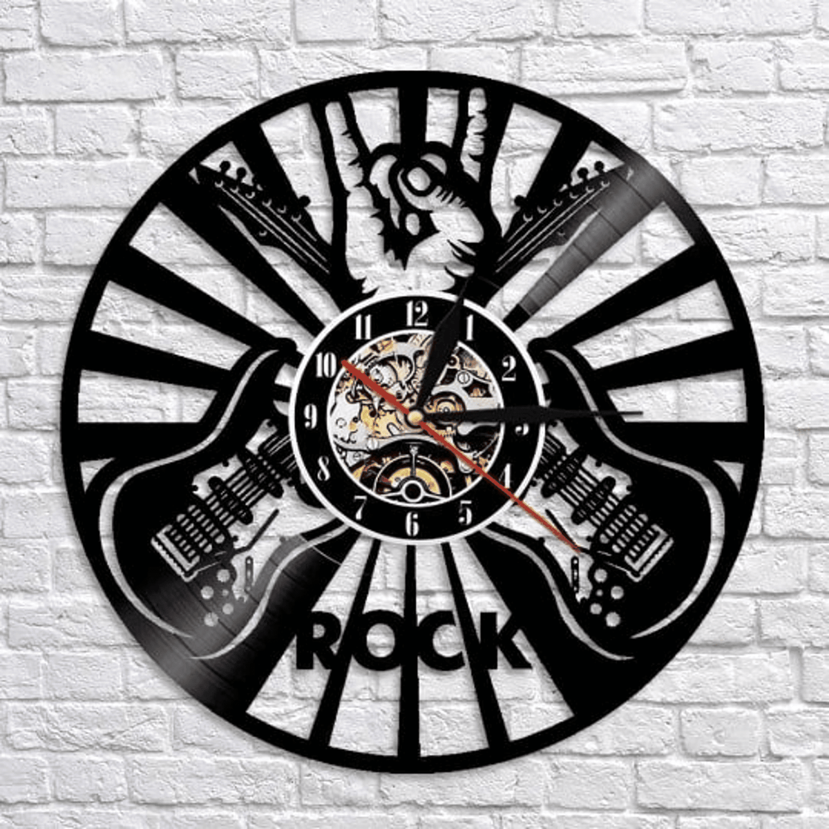ROCK Vinyl Record Music Wall Clock Rock Star Decor Wall Art For Teenager Rock Lovers Gifts Holiday Gift For Father