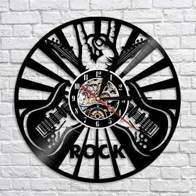 ROCK Vinyl Record Music Wall Clock Rock Star Decor Wall Art For Teenager Rock Lovers Gifts Holiday Gift For Father