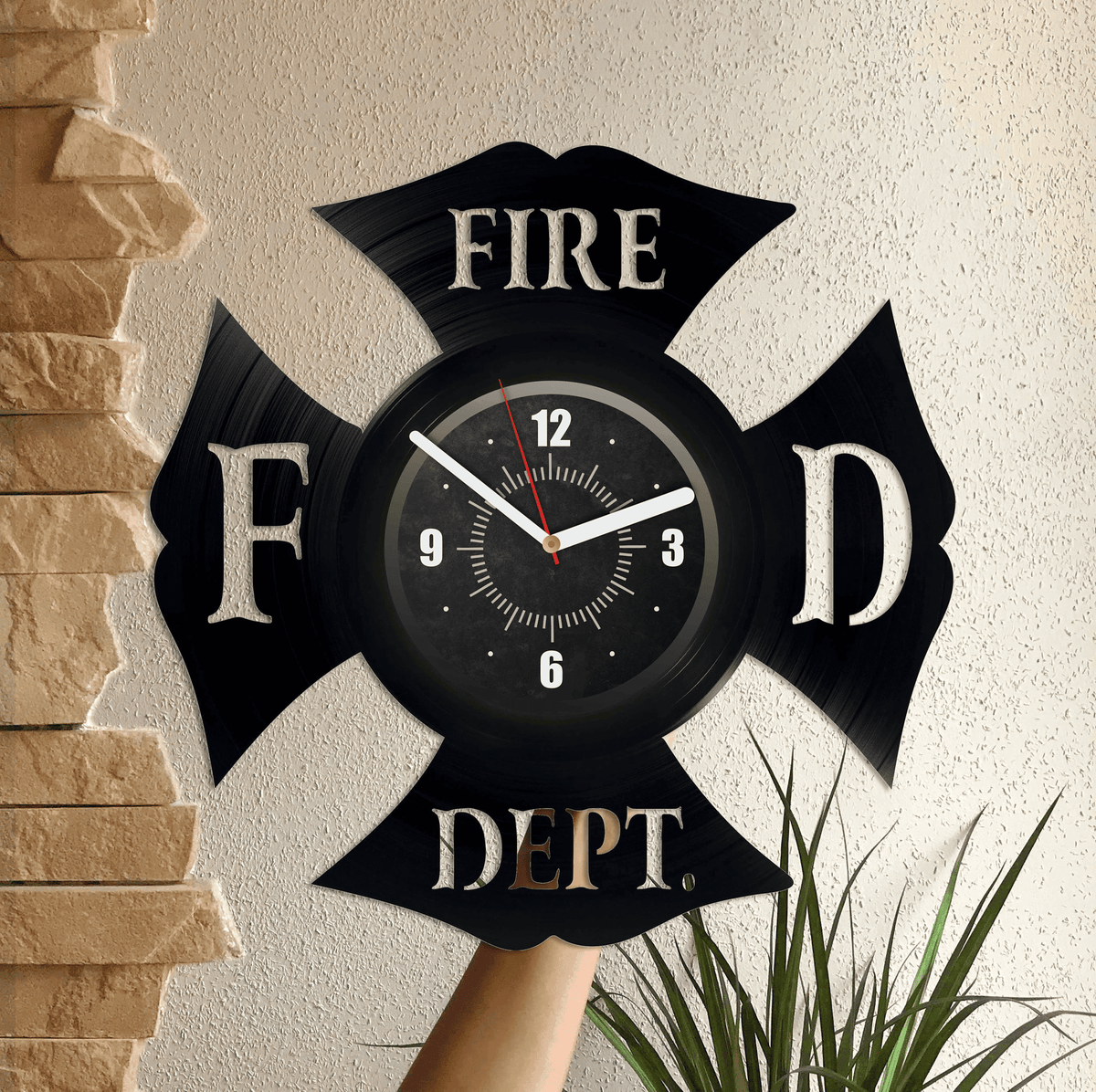 Fire Department Vinyl Record Silent Wall Clock Fireman Gift Wall Decor For Office Modern Firefighter Logo Retirement Gifts For Coworker