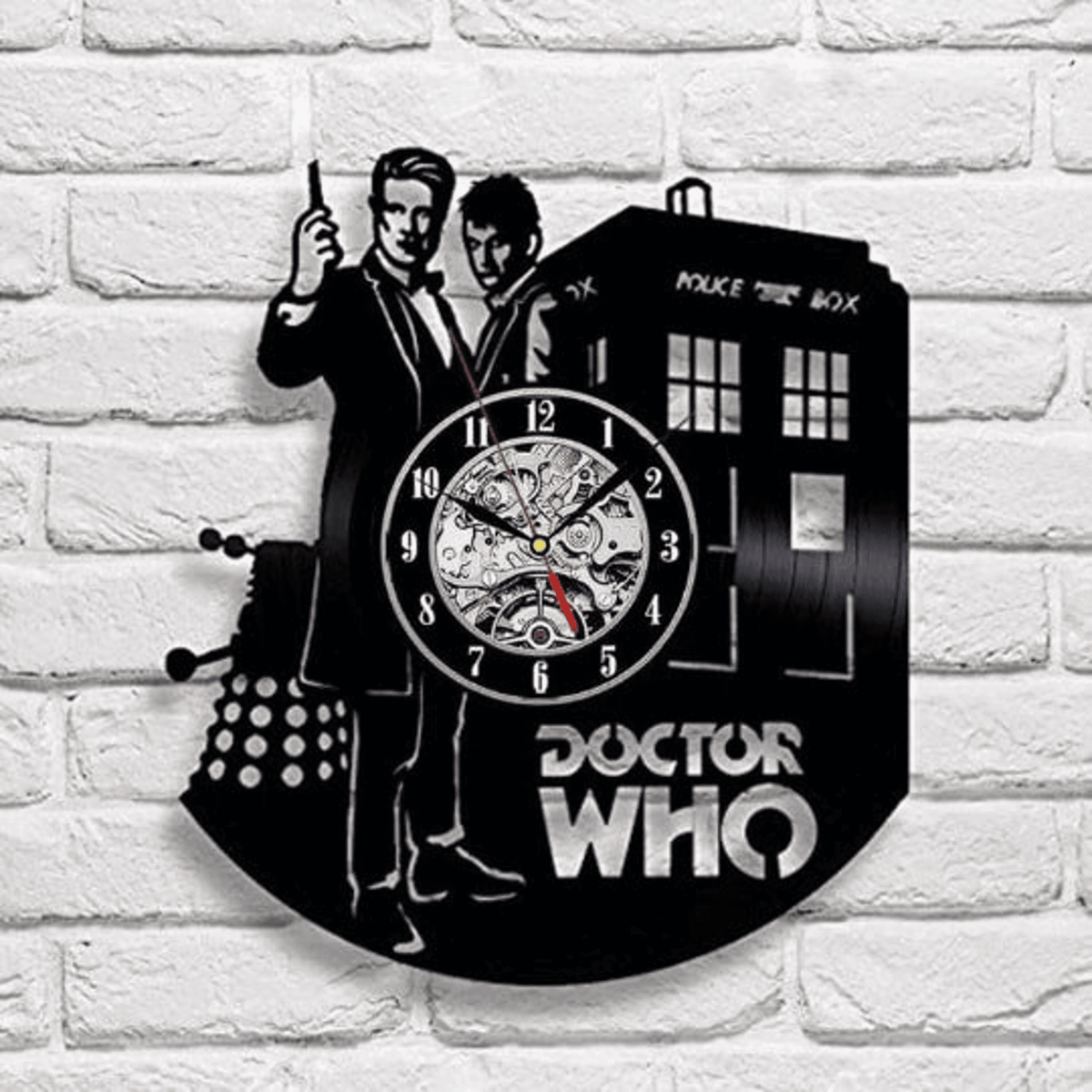 Doctor Who Vinyl Record Silent Clock, Doctor Who Tardis, Fathers Day Gifts for Grandpa, Unique Home Decor, Vinyl Wall Art