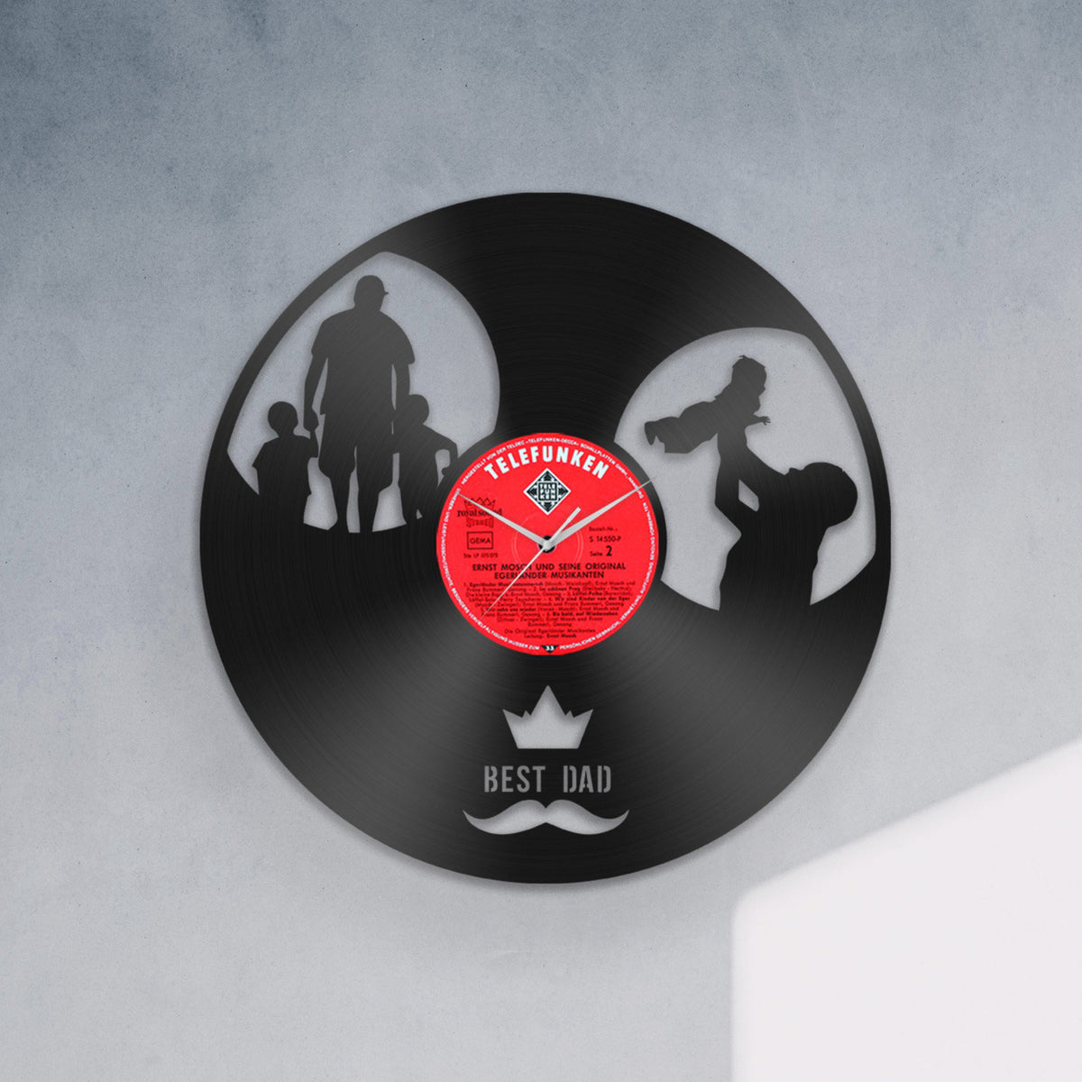 Best Dad Gifts, Father's Day Gift, Wall Decor for Father, Newborn Present for Him, Vinyl Clock, Family Silhouette, Two Sons Portrait, Baby