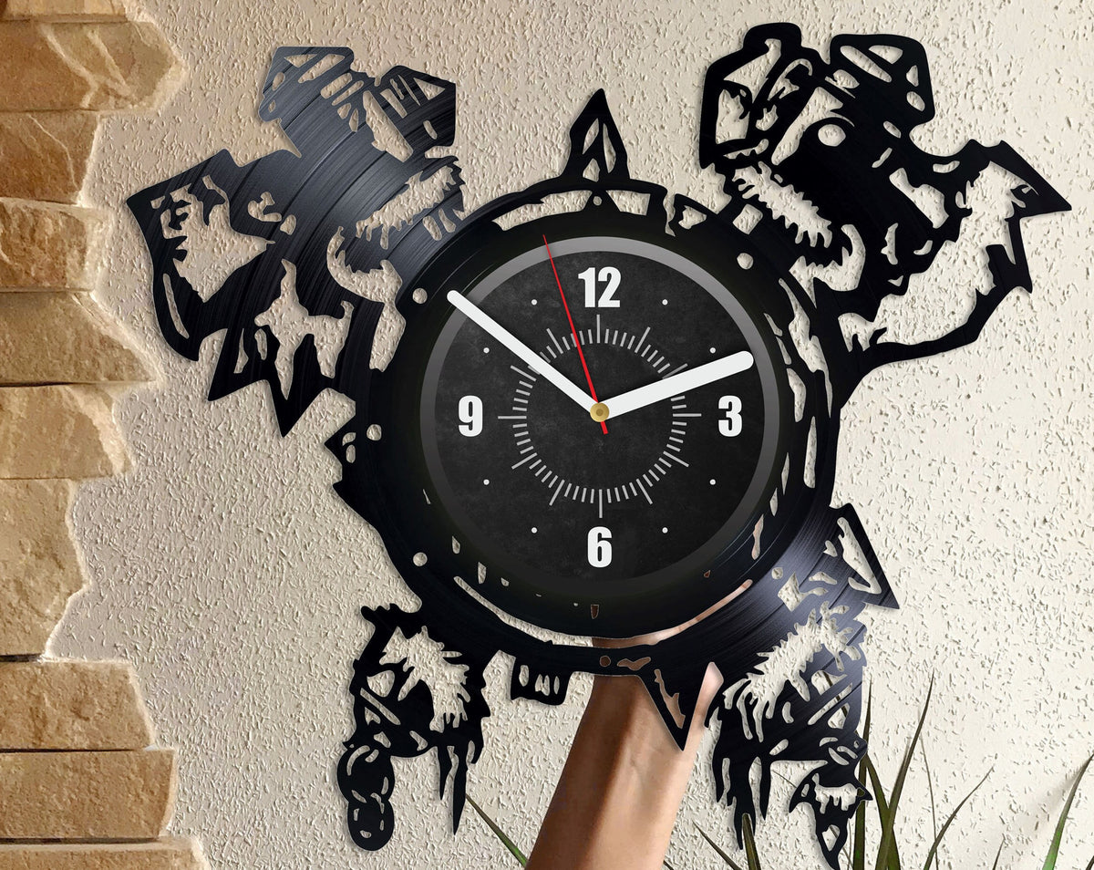 Axes Vinyl Record Large Clock Axes Wall Art Creative Decor For Man Room Vikings Lover Art Wedding Gift For Him