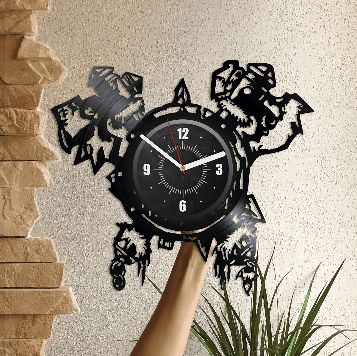 Axes Vinyl Record Large Clock Axes Wall Art Creative Decor For Man Room Vikings Lover Art Wedding Gift For Him