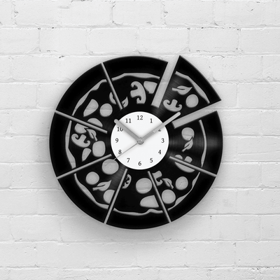 PIZZA - Vinyl Clock, Pizza Wall Art, Caf� Wall Decor, Cafe Wall Decor, Wall Hanging for Pizzeria, Restaurant Wall Clock, Housewarming Gifts