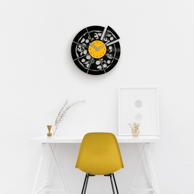 PIZZA - Vinyl Clock, Pizza Wall Art, Caf� Wall Decor, Cafe Wall Decor, Wall Hanging for Pizzeria, Restaurant Wall Clock, Housewarming Gifts