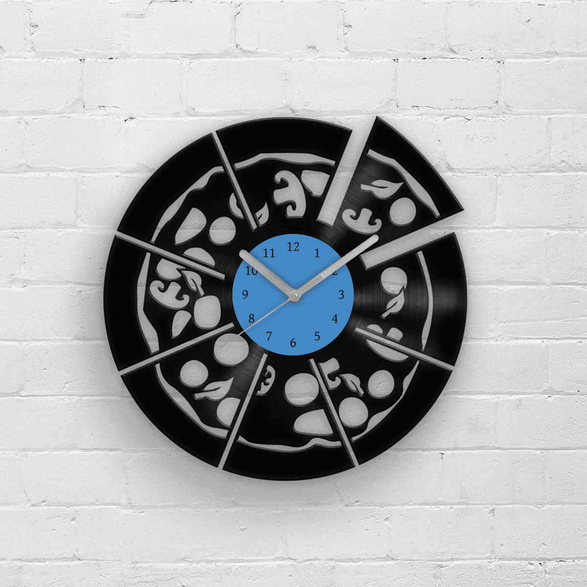 PIZZA - Vinyl Clock, Pizza Wall Art, Caf� Wall Decor, Cafe Wall Decor, Wall Hanging for Pizzeria, Restaurant Wall Clock, Housewarming Gifts