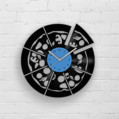 PIZZA - Vinyl Clock, Pizza Wall Art, Caf� Wall Decor, Cafe Wall Decor, Wall Hanging for Pizzeria, Restaurant Wall Clock, Housewarming Gifts