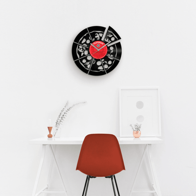PIZZA - Vinyl Clock, Pizza Wall Art, Caf� Wall Decor, Cafe Wall Decor, Wall Hanging for Pizzeria, Restaurant Wall Clock, Housewarming Gifts