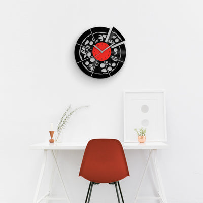PIZZA - Vinyl Clock, Pizza Wall Art, Caf� Wall Decor, Cafe Wall Decor, Wall Hanging for Pizzeria, Restaurant Wall Clock, Housewarming Gifts