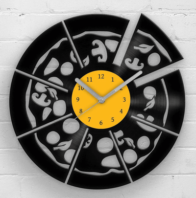 PIZZA - Vinyl Clock, Pizza Wall Art, Caf� Wall Decor, Cafe Wall Decor, Wall Hanging for Pizzeria, Restaurant Wall Clock, Housewarming Gifts