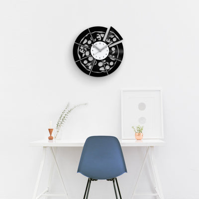 PIZZA - Vinyl Clock, Pizza Wall Art, Caf� Wall Decor, Cafe Wall Decor, Wall Hanging for Pizzeria, Restaurant Wall Clock, Housewarming Gifts