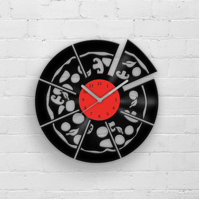 PIZZA - Vinyl Clock, Pizza Wall Art, Caf� Wall Decor, Cafe Wall Decor, Wall Hanging for Pizzeria, Restaurant Wall Clock, Housewarming Gifts