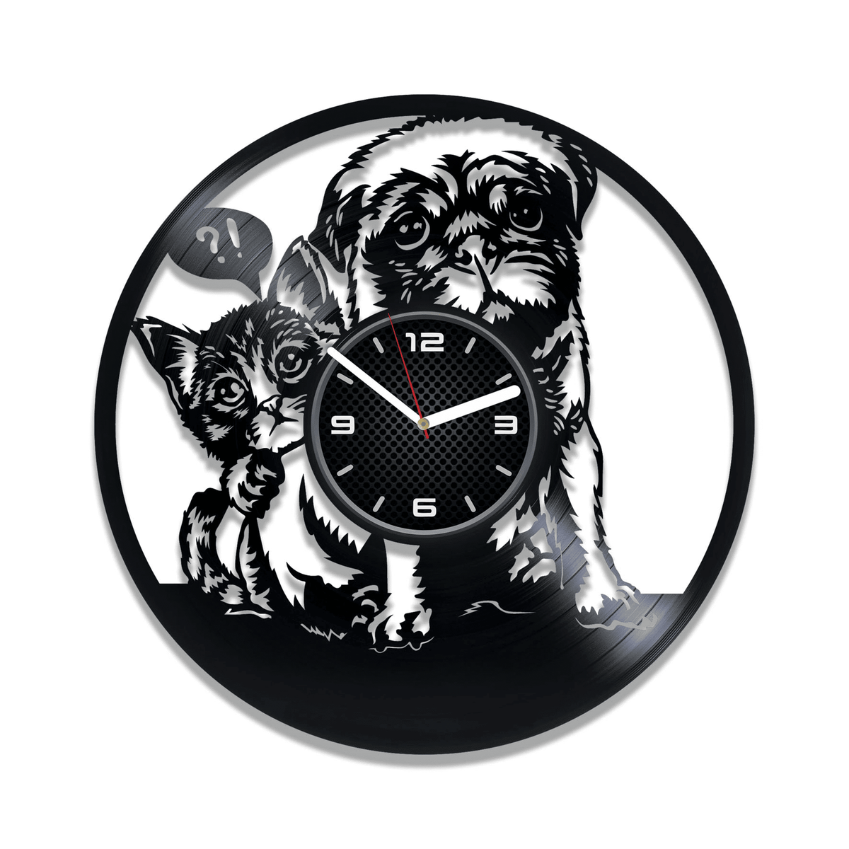 Dog And Cat Vinyl Record Vintage Clock Animals Wall Art Decor For Nursery Wedding Gift For Bride