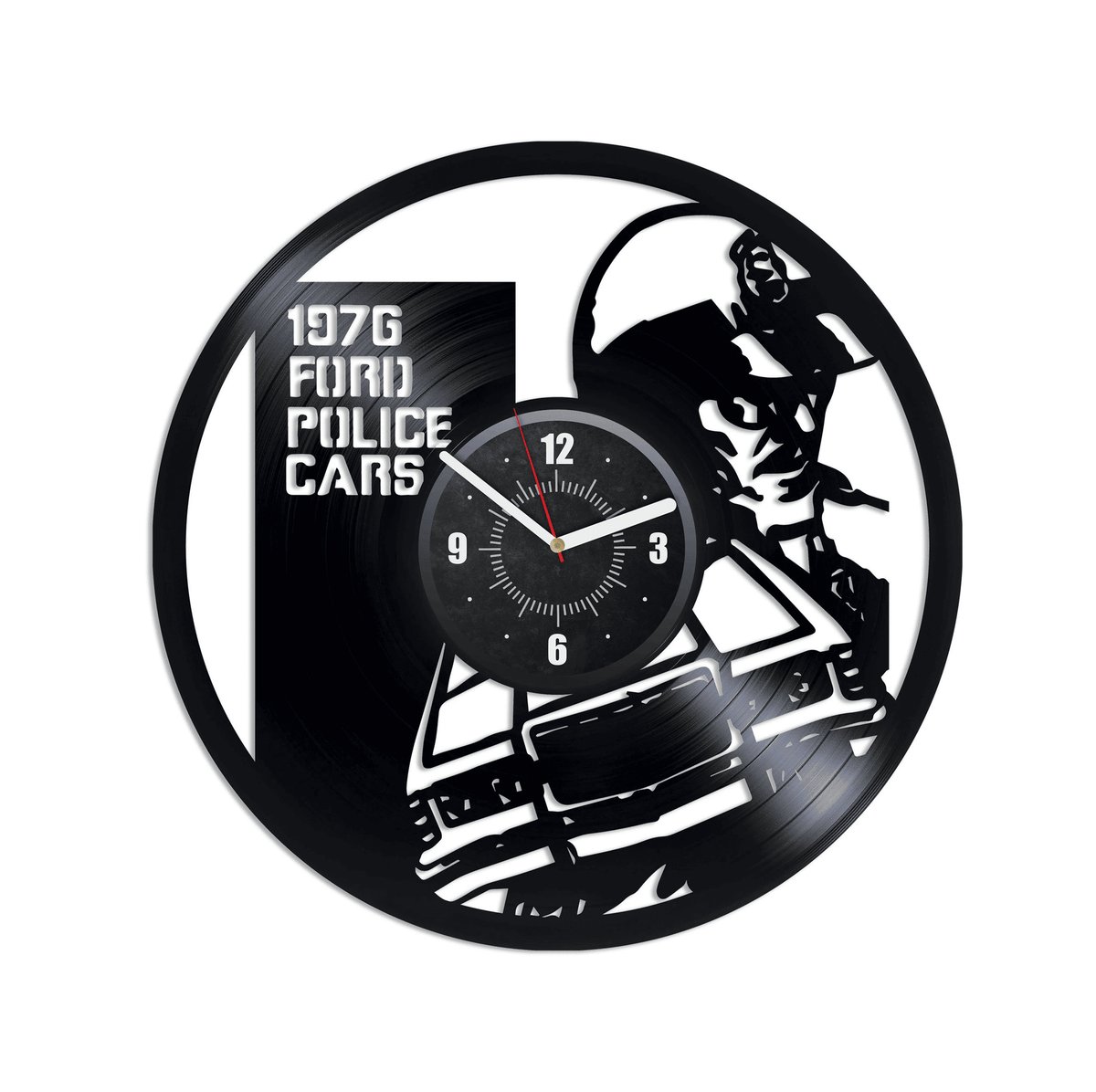 Police Car Vinyl Record Large Wall Clock Gift For Police Officer Original Decor For Office Police Wall Art Retirement Gifts For Men